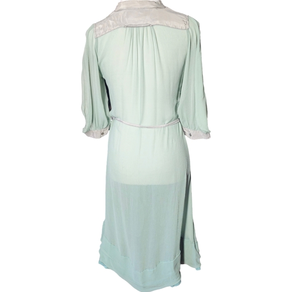 Bolongaro Trevor 100% Silk Sheer Sage Green Lolita Dress size Small - Picture 4 of 10